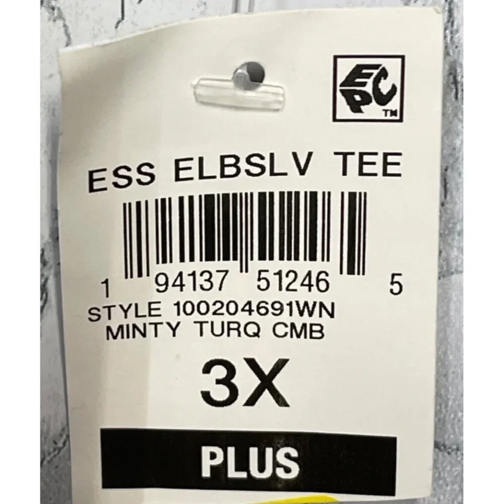 Style & Co Plus 3X Minty Turquoise Elbow Sleeve Tee Shirt 60% Cotton 40% Polyest - Picture 8 of 9